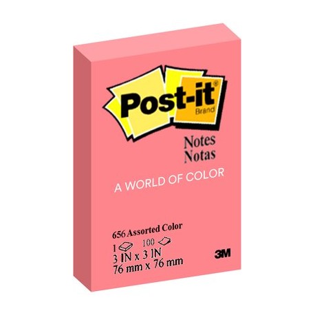 Post-it® 656-PR Sticky Notes Poppy Red 3 X 3"