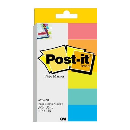 Post-it® 672-6ANL Large Size Page Marker Assorted Color