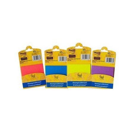 Post-it® 654-SSJ Super Sticky Notes Assorted Jewel Pop Color 3x3"