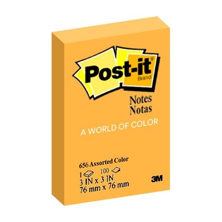 Post-it® 656-NO Sticky Notes Neon Orange 3 X 3"