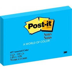 Post-it® 657-MB Sticky Notes Mediterranean Blue 3 X 3"