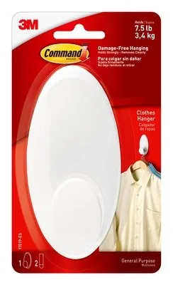 3M Command Clothes Hanger 17019-Es - 3M Command Clothes Hanger untuk menggantung pakaian tanpa paku. Mampu menahan 3 hanger plastik atau 7 hanger besi.