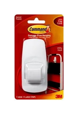 3M Command Jumbo Hook 17004anz - Hook jumbo dengan kapasitas beban hingga 3,4kg dan perekat 3M yang kuat namun dapat dilepas tanpa bekas.