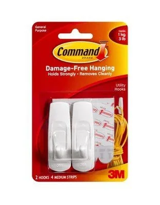 3M Command Medium Hooks 17001anz - 3M Command Medium Hooks 17001ANZ memungkinkan penataan ruang tanpa paku dan tanpa merusak permukaan dinding.