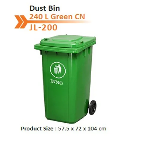 Dust Bin 240 L Green Cn - Tempat sampah 240 liter dengan kapasitas lebih besar untuk fasilitas komersial dengan volume limbahan tinggi.