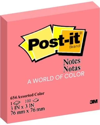 Post-It 654-Pr Sticky Notes Poppy Red 3 X 3 - Post-It 654-Pr Sticky Notes Poppy Red 3 X 3 dengan warna merah mencolok untuk penandaan prioritas dan pengingat penting.