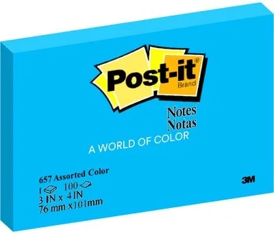 Post-It 657-Mb Sticky Notes Mediterranean Blue 3 X 3" - Sticky notes Post-It 657-Mb biru Mediterania 3x3 inci untuk pengorganisasian dokumen dan pengingat visual.
