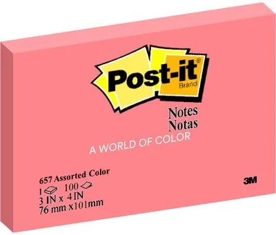 Post-It 657-Pr Sticky Notes Poppy Red 3 X 3" - Sticky notes Post-It 657-Pr merah poppy 3x3 inci untuk penandaan prioritas dan pengingat visual.