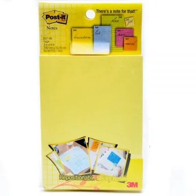 Post-It 657 Sticky Notes Yellow 2 X 3" 50 Sheets - Post-It 657 sticky notes kuning 2x3 inci dengan 50 lembar untuk pencatatan cepat dan penandaan.