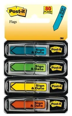 Post-It 684-Sh Flags "Sign Here" Arrow - Post-It 684-Sh Flags "Sign Here" Arrow dengan desain panah presisi untuk penandaan dokumen yang memerlukan tanda tangan.
