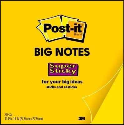Post-It Super Sticky Big Note - Post-It Super Sticky Big Note dengan ukuran besar (11x11 inci) untuk menangkap ide kreatif dan memvisualisasikan konsep dalam tim.