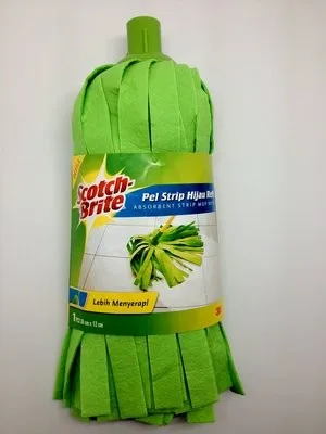 Refill Pel Strip Hijau Scotch-Brite - Refill Pel Strip Hijau Scotch-Brite untuk pembersihan area umum dengan absorpsi superior dan daya tahan tongkat kokoh.