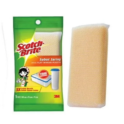 Sabut Jaring Scotch-Brite - Sabut jaring untuk membersihkan peralatan masak di dapur dengan tekstur yang efektif.