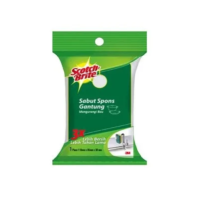 Sabut Spons Gantung Scotch-Brite - Sabut spons gantung Scotch-Brite dengan gantungan untuk penyimpanan higienis dan praktis di dapur komersial.