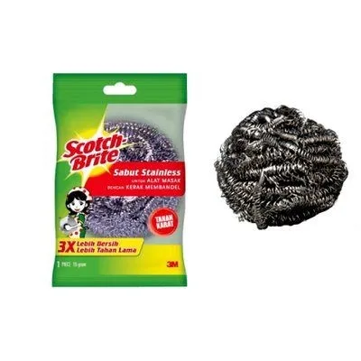 Sabut Stainless Scotch-Brite - Sabut stainless Scotch-Brite dirancang khusus untuk membersihkan dan mengkilapkan permukaan stainless steel di dapur industri.