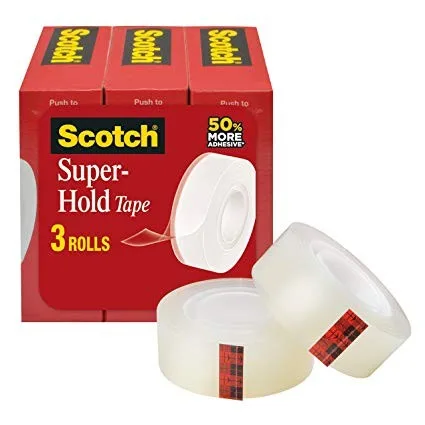Scotch Super-Hold Tape Refill Rolls - Daya rekat permanen yang kuat untuk pengikatan dokumen penting dan pengemasan dengan hasil yang andal.