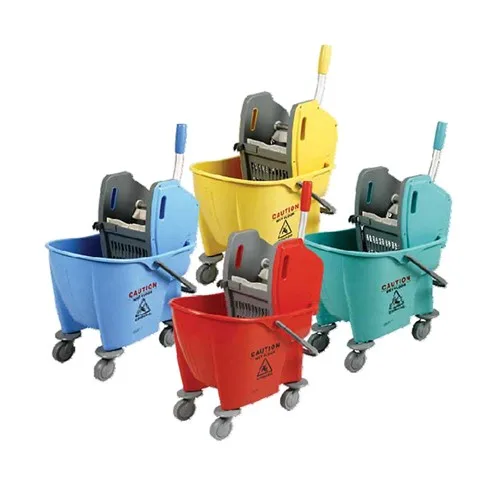 Single Bucket Cleantools - Wadah tunggal dengan desain unik dan tahan lama, dilengkapi roda 3 inci dan pengering tekanan bawah untuk operasional cleaning yang efisien.