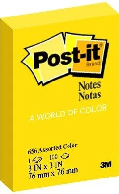 Post-It 656-3my Sticky Notes 3M Yellow 3 X 3"