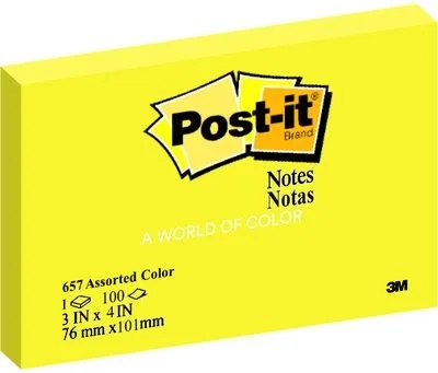 Post-It 657-Ng Sticky Notes Neon Green 2 X 3"