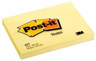 Post-It 657 Sticky Notes Yellow 3 X 4